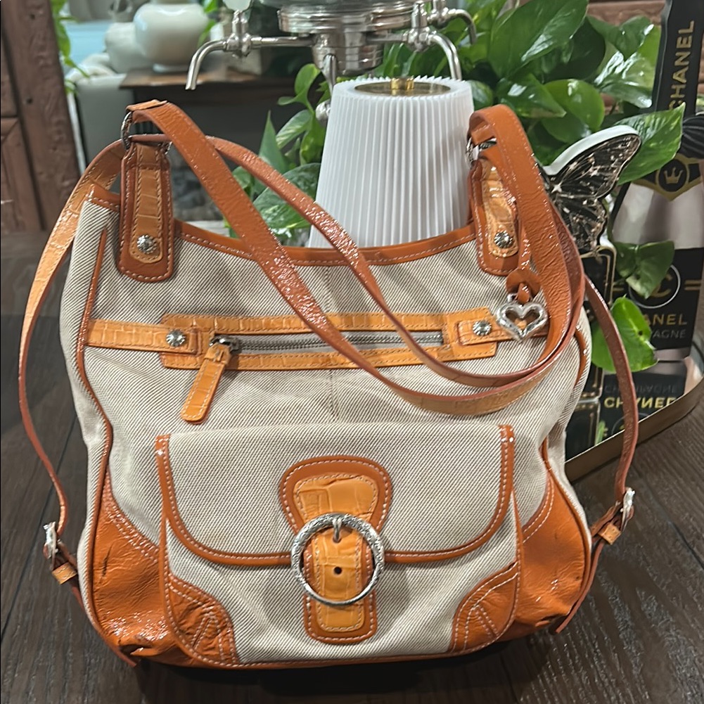 Brighton Vintage Tan And Orange Shoulder Bag